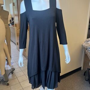 Black A-Line Cocktail Dress with Ruffled Hem